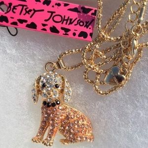 Betsey Johnson Bling Dog Lab Necklace